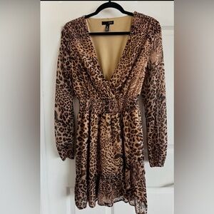 Aqua Animal Print Long Sleeve Dress